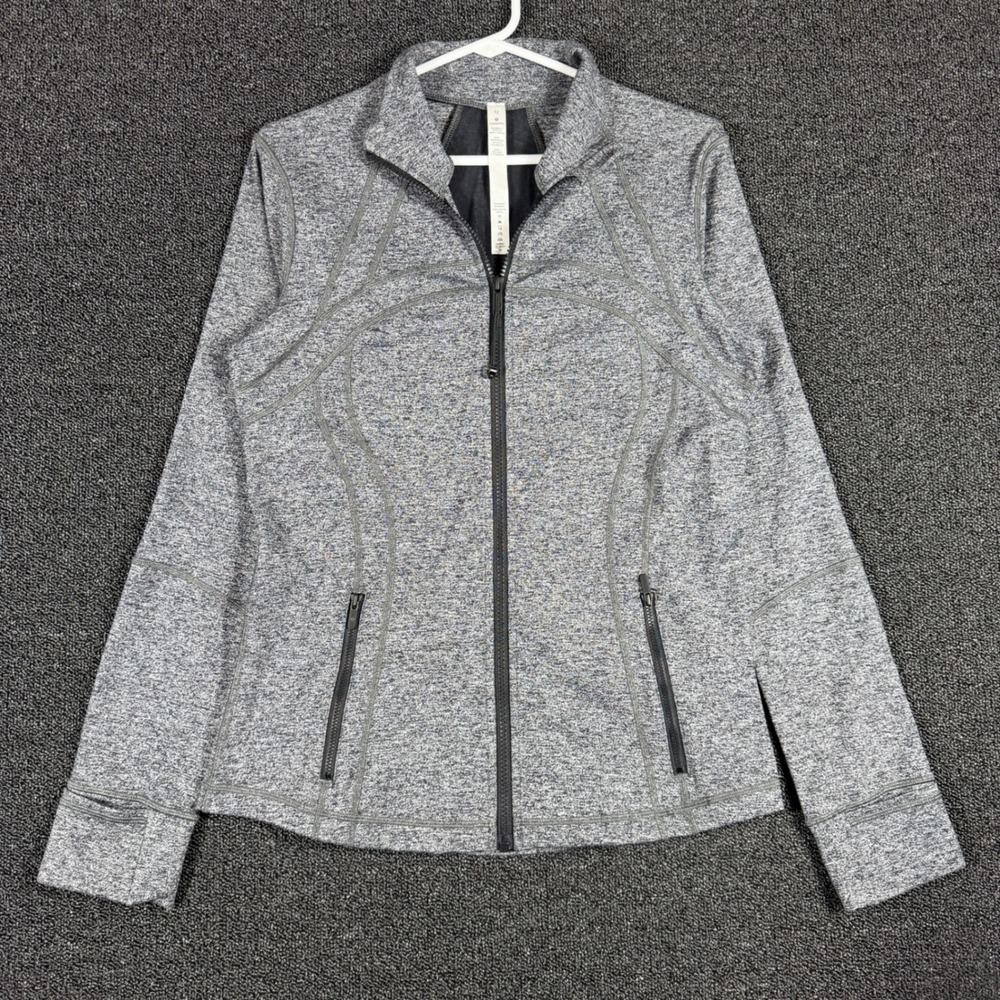 Lululemon Define Full Zip Jacket Women's 12 Heather Grey Space Dye Activewear